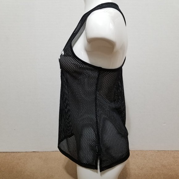 Reebok top Small Active Vibes Only unlined fishnet mesh tank graphic athetic - Picture 2 of 12
